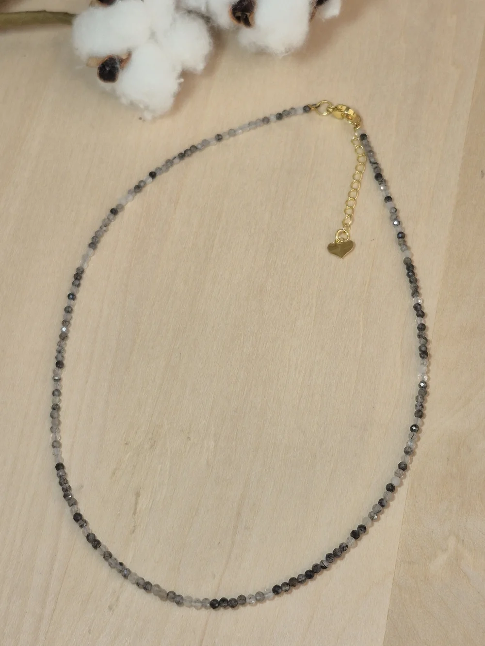 🖤🩶NEW🖤🩶 PRETTY!! 2MM Faceted Natural BLACK CRYSTAL Necklace